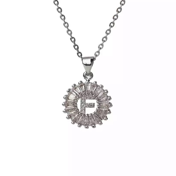Silver Initial Crystal Pendant Necklace A-Z - Picture 7 of 7